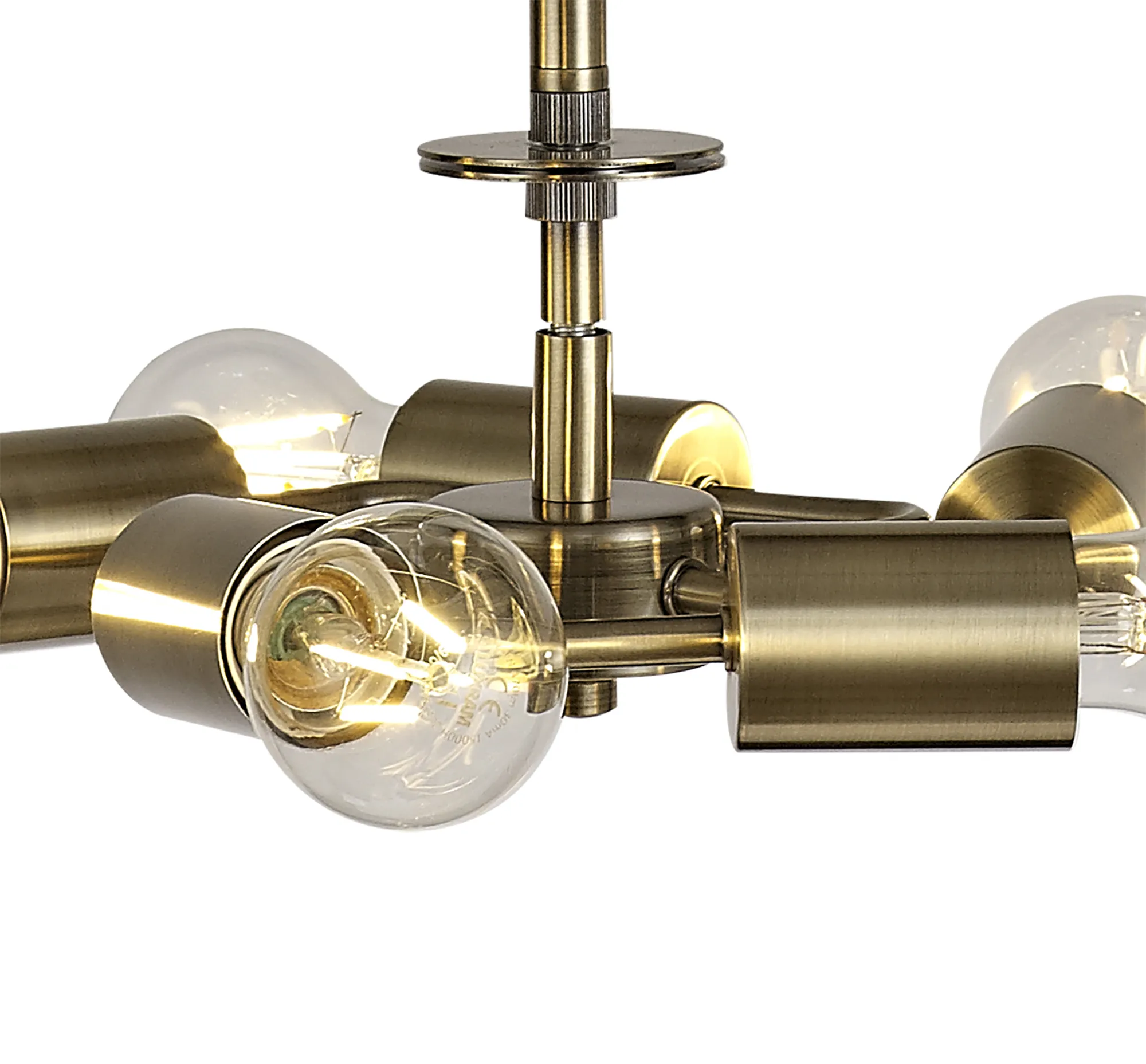 Baymont 50cm 5 Light Pendant Antique Brass, Gold Leaf, Frosted Diffuser DK0852  Deco Baymont AB GL